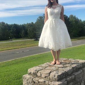 White lace wedding or bridal shower dress